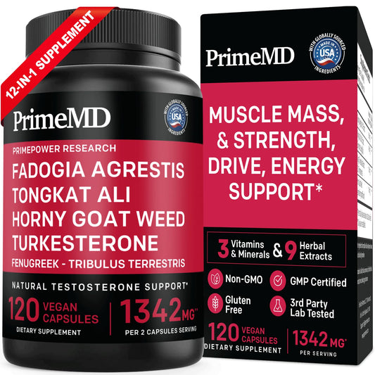 12 in 1 testosterone booster capsules men Fadogia Agrestis Tongkat Ali Turkesterone Maca Horny Goat Weed Zinc energy muscle libido support 120 vegan capsules bottle
