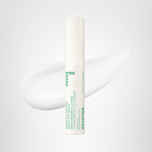 innisfree Green Tea Caffeine Depuffing Eye Serum (10ml) - Cooling Roll-On with Niacinamide for Brightening & Hydration