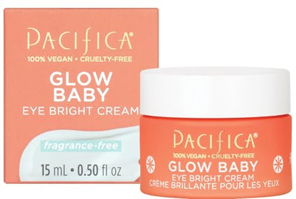 Pacifica Glow Baby Brightening Eye Cream - Vitamin C & Caffeine-Infused Treatment for Dark Circles & Puffiness (0.5 oz)