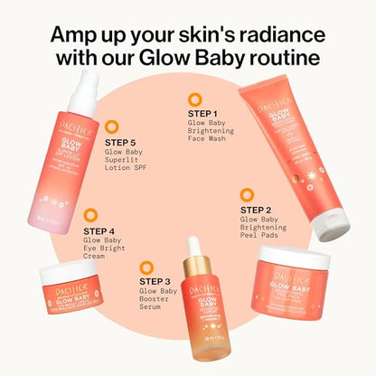 Pacifica Glow Baby Brightening Eye Cream - Vitamin C & Caffeine-Infused Treatment for Dark Circles & Puffiness (0.5 oz)