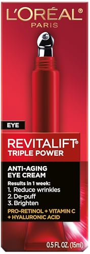 L'Oreal Paris Revitalift Triple Power Eye Cream (0.5 fl oz) - Anti-Aging Treatment with Pro-Retinol, Vitamin C & Hyaluronic Acid