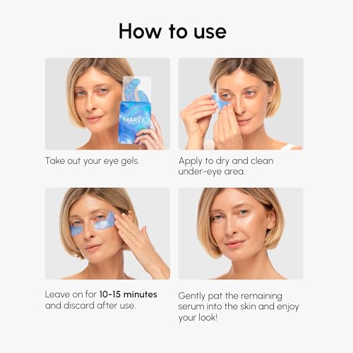 MAREE Eye Gels 2 PACK - Marine Collagen & Hyaluronic Acid Under Eye Patches for Puffiness & Dark Circles