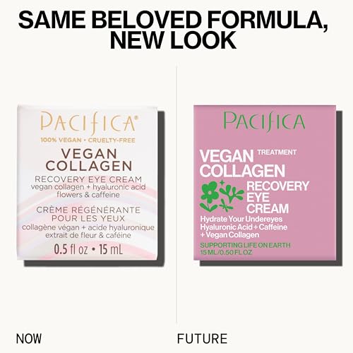 Pacifica Beauty Vegan Collagen Overnight Recovery Eye & Face Cream - Hyaluronic Acid & Vitamin C Hydrating Treatment (0.5 fl. oz / 15ml)