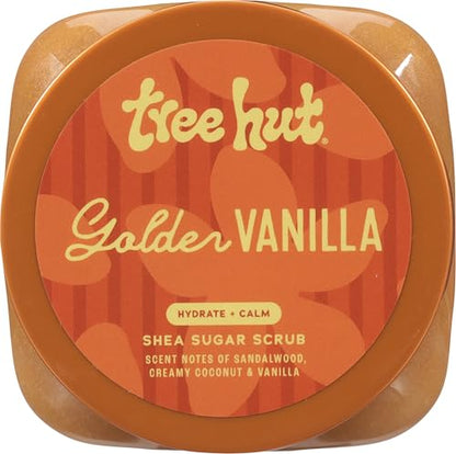 Tree Hut Golden Vanilla Shea Sugar Body Scrub 18 oz, Exfoliating & Hydrating