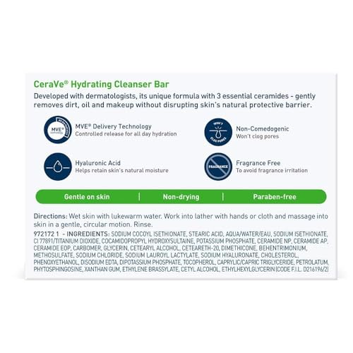 CeraVe Hydrating Cleanser Bar 4.5 oz Soap-Free Face & Body Cleanser