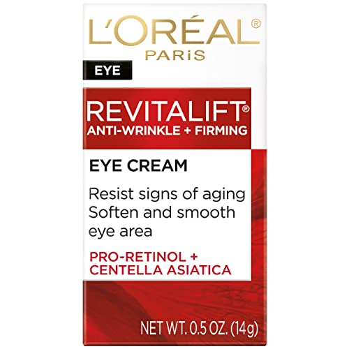 L'Oreal Paris Revitalift Anti-Wrinkle & Firming Eye Cream (0.5 oz) - Pro-Retinol Treatment for Dark Circles & Fragrance-Free Formula
