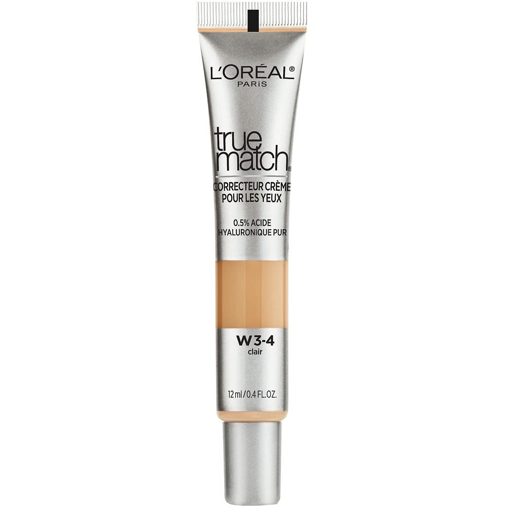 L’Oréal Paris True Match Eye Cream in a Concealer (0.4 fl. oz) - 0.5% Hyaluronic Acid - Shade: Light W3-4 (Warm)