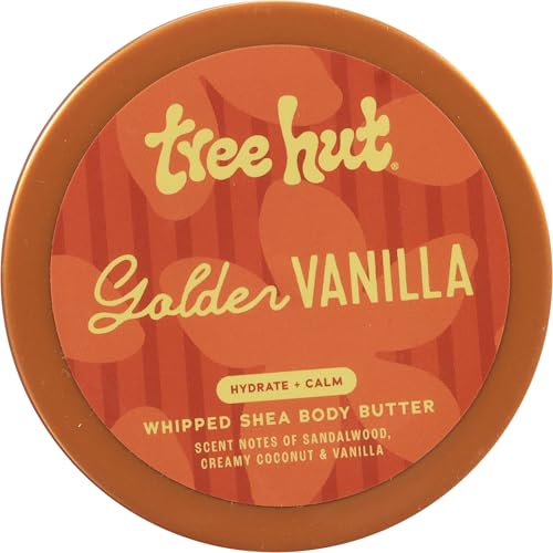 Tree Hut Golden Vanilla Whipped Shea Body Butter 8.4 oz, Hydrating Moisturizer