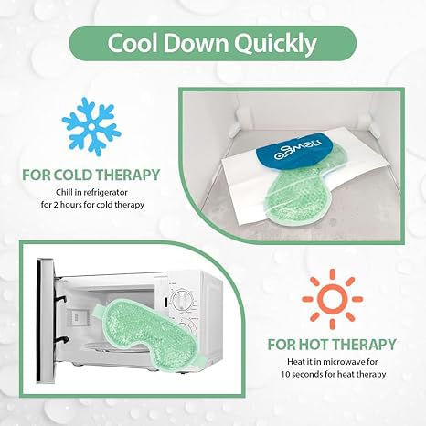 NEWGO Cooling Eye Mask Cold Ice Pack - Puffy Eyes, Dark Circles, Headache & Stress Relief (Blue/Green 2 Pack)