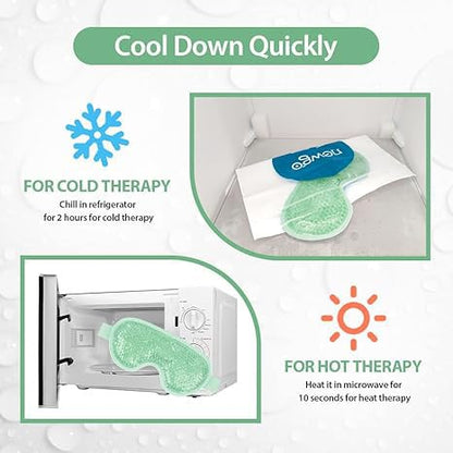 NEWGO Cooling Eye Mask Cold Ice Pack - Puffy Eyes, Dark Circles, Headache & Stress Relief (Blue/Green 2 Pack)