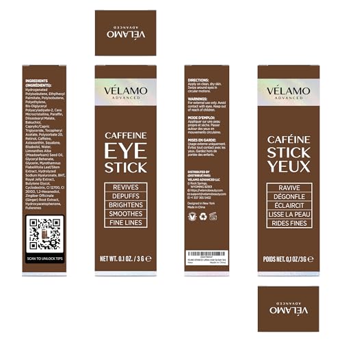 VELAMO Advanced Caffeine & Retinol Eye Stick Duo - AM/PM Under Eye Balm for Dark Circles, Puffiness & Wrinkles