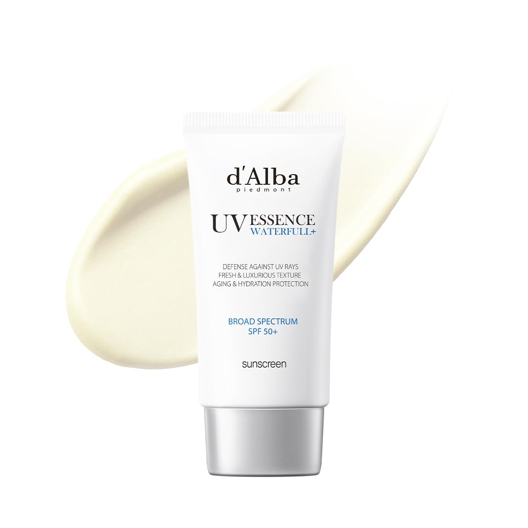 d'alba Piedmont Italian White Truffle Waterfull Essence Sunscreen, Vegan Skincare, Lightweight Sunscreen with BROAD SPECTRUM SPF 50+, Glowy, Safe for all Skin Types, Korean Skin Care (1.69 fl. oz)