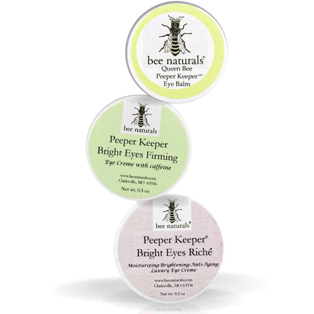 Bee Naturals Peeper Keeper Trio Eye Care Set - Eye Treatment Gift Set for Wrinkles, Puffy Eyes & Crow’s Feet