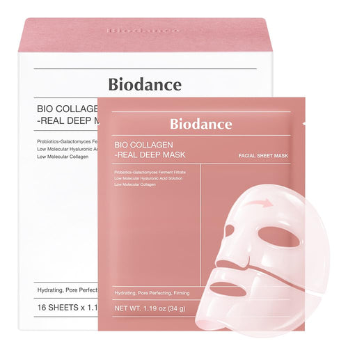 BIODANCE Bio-Collagen Real Deep Mask, Hydrating Overnight Hydrogel Face Mask, Pore Minimizing, Plumping, Elasticity Improvement, Korean Skin Care, Mothers Day Gifts - 1.19oz(34g) x 16ea