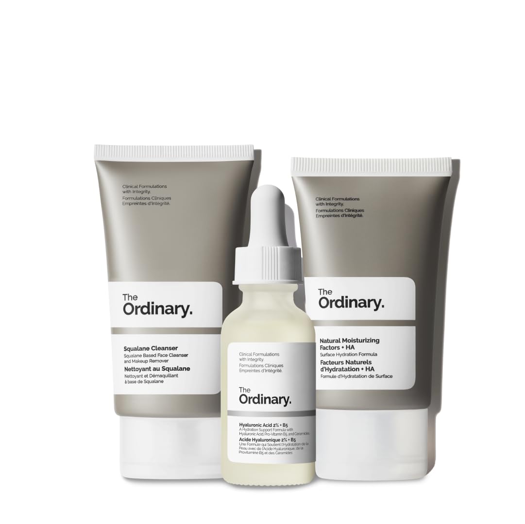 The Ordinary The Daily Set, Daily Skincare Routine with Squalane Cleanser, Hyaluronic Acid 2% + B5, and Natural Moisturizing Factors + HA - Skin Care Set