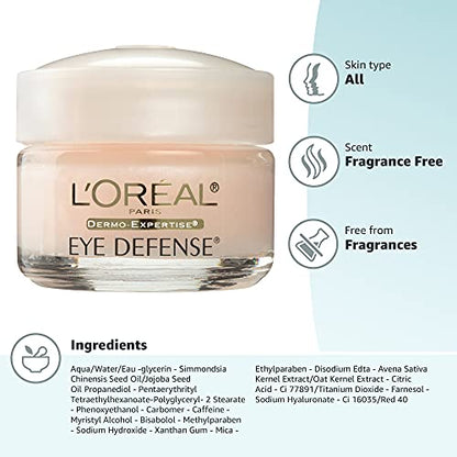 L’Oreal Paris Dermo-Expertise Eye Defense - Caffeine & Hyaluronic Acid Eye Gel-Cream (0.5 oz)