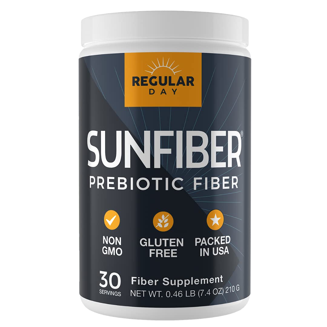 REGULAR DAY Sunfiber, Prebiotic Fiber Supplement for Digestive Health - Promotes Gentle Regularity - Gluten Free, Vegan, Dairy Free, Non-GMO, Keto, Tasteless - One Simple Ingredient - 30 Servings