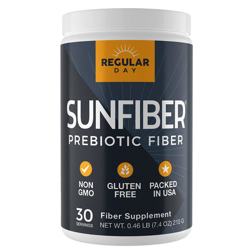 REGULAR DAY Sunfiber, Prebiotic Fiber Supplement for Digestive Health - Promotes Gentle Regularity - Gluten Free, Vegan, Dairy Free, Non-GMO, Keto, Tasteless - One Simple Ingredient - 30 Servings