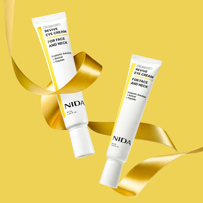 NIDA Revive Eye Cream for Face & Neck - Probiotic, Retinal & Peptide Formula for Wrinkles, Firmness & Cell Turnover (1.35 fl. oz / 40ml)