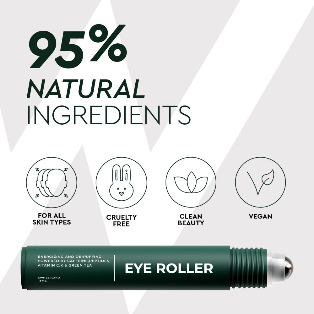 WOLF Project Under Eye Roller - Caffeine, Vitamin C & Peptides Eye Serum for Dark Circles, Puffiness & Fine Lines
