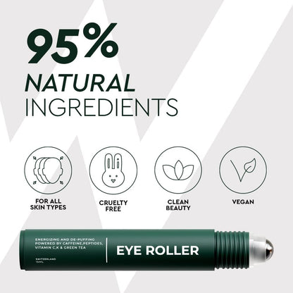 WOLF Project Under Eye Roller - Caffeine, Vitamin C & Peptides Eye Serum for Dark Circles, Puffiness & Fine Lines