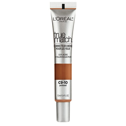 L’Oréal Paris True Match Eye Cream in a Concealer (0.4 fl. oz) - 0.5% Hyaluronic Acid - Shade: Deep C9-10 (Cool)