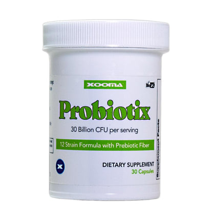 Xooma Probiotix 12-Strain Probiotic + Prebiotic Fiber, 30B CFU - No Refrigeration Required - Gut & Digestive Health, Immune Support, Bloating Relief - Gluten, Soy & Dairy Free - 30 Capsules