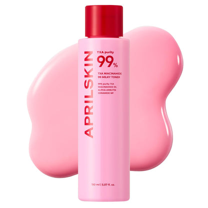 APRILSKIN TXA+Niacinamide 99 Pink Milky Toner - 99% High-Purity TXA 3%+ Niacinamide 5% for Brightening - Highly Concentrated Cream Toner - Deep Moisturizing Formula for Dull Skin - 5.07 fl.oz.