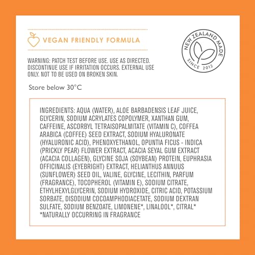 By Nature Vitamin C + Caffeine Hydrating Under Eye Mask Patches for Dark Circles & Puffiness - Energizing Brightening Eye Patches Skincare - 5 Pairs