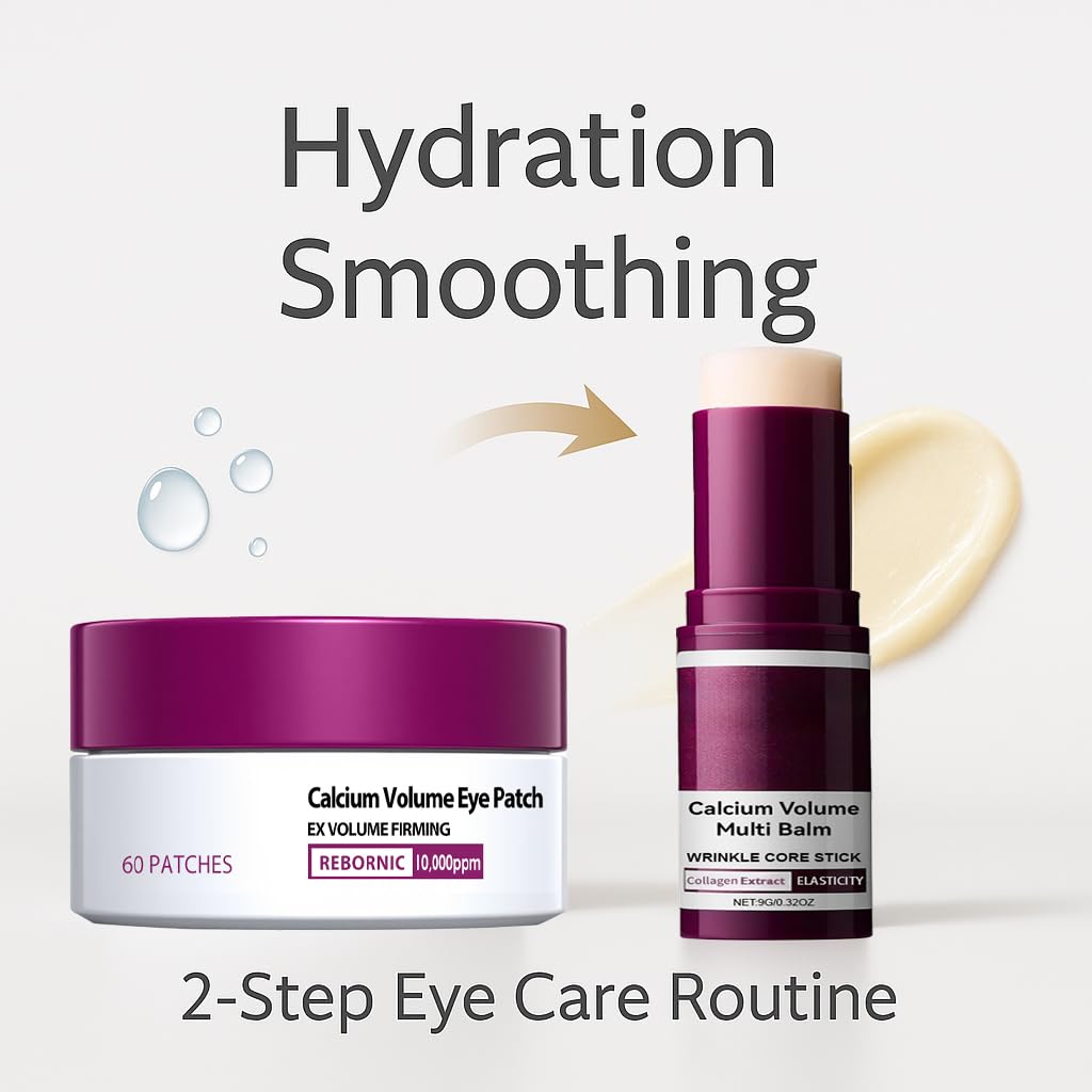 BeiBreeze Eye Care Duo - Calcium Multi Balm Stick + 60ea Hydrogel Under Eye Patches (30 Pairs) - Hydrating & Smoothing Eye Treatment Set