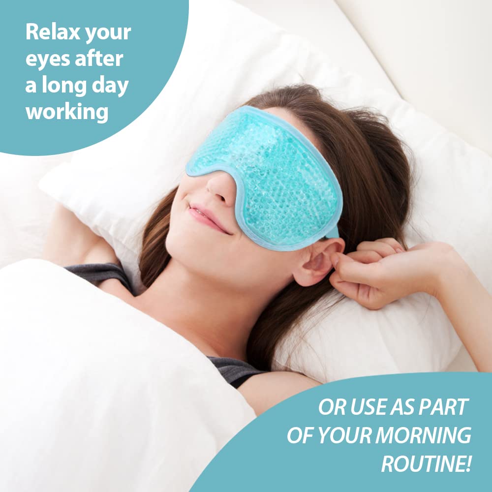 NEWGO Cooling Eye Mask Cold Ice Pack - Puffy Eyes, Dark Circles, Headache & Stress Relief (Blue 2 Pack)