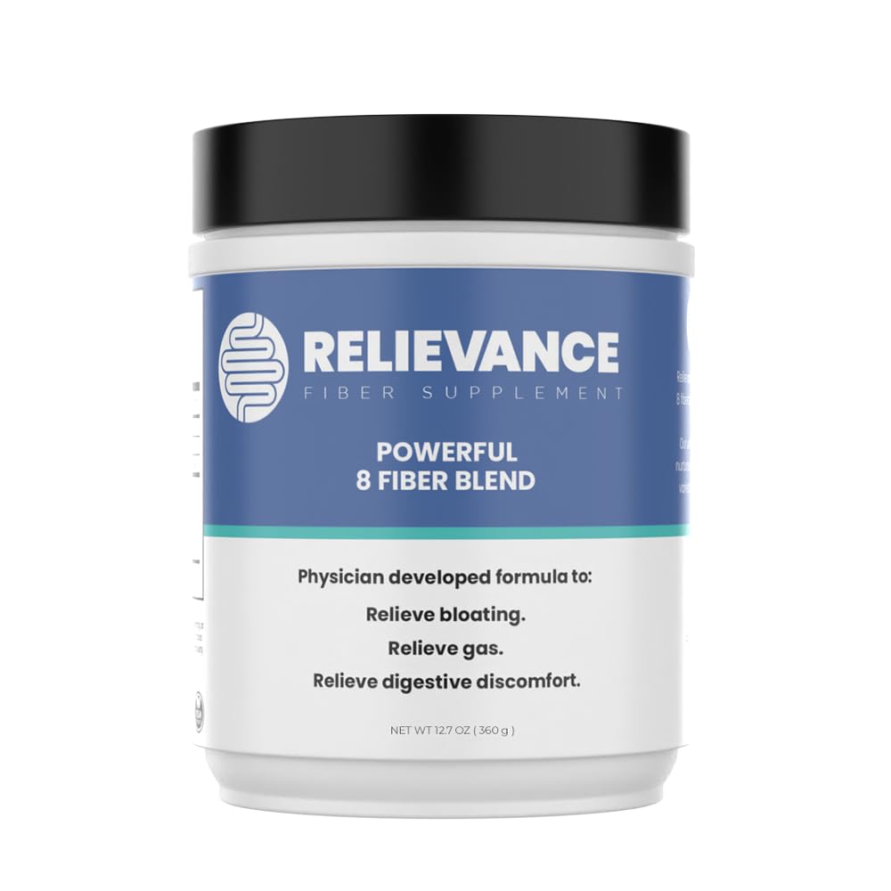 Relievance Fiber Supplement - Clean Formula - Bloating & Gas Relief Fiber Supplement - 8-Fiber Blend for Digestive Health, Doctor Developed, Supports Regularity & Gut Comfort