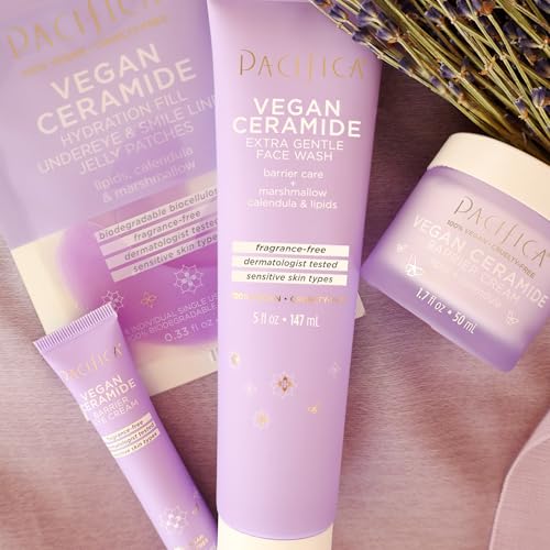 Pacifica Vegan Ceramide Barrier Eye Cream - Hydrating Under Eye Moisturizer for Sensitive Skin - Fragrance-Free Treatment (0.5 fl. oz)
