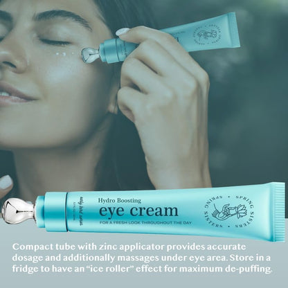 Caffeine Eye Cream for Dark Circles & Puffiness (15ml) - Anti-Aging Brightener with Niacinamide, Squalane & Peptide Complex - Cooling Zinc Roller Applicator
