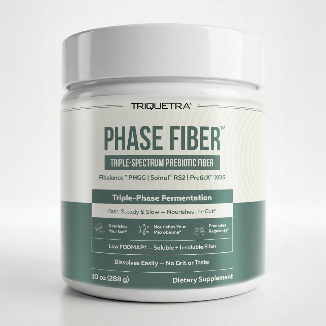 Phase Fiber Prebiotic Powder for Complete Gut & Digestion Support, Low FODMAP Certified Ingredients, Triple Phase Fermentation, Clinically Studied for Sensitive Digestion, Vegan (30 Servings)