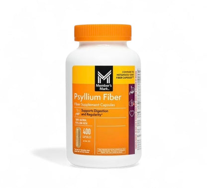 Member's Mark 100% Natural Psyllium Husk Fiber Capsules, Digestive Health, 400 Count (Pack of 1)