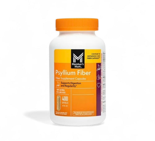 Member's Mark 100% Natural Psyllium Husk Fiber Capsules, Digestive Health, 400 Count (Pack of 1)
