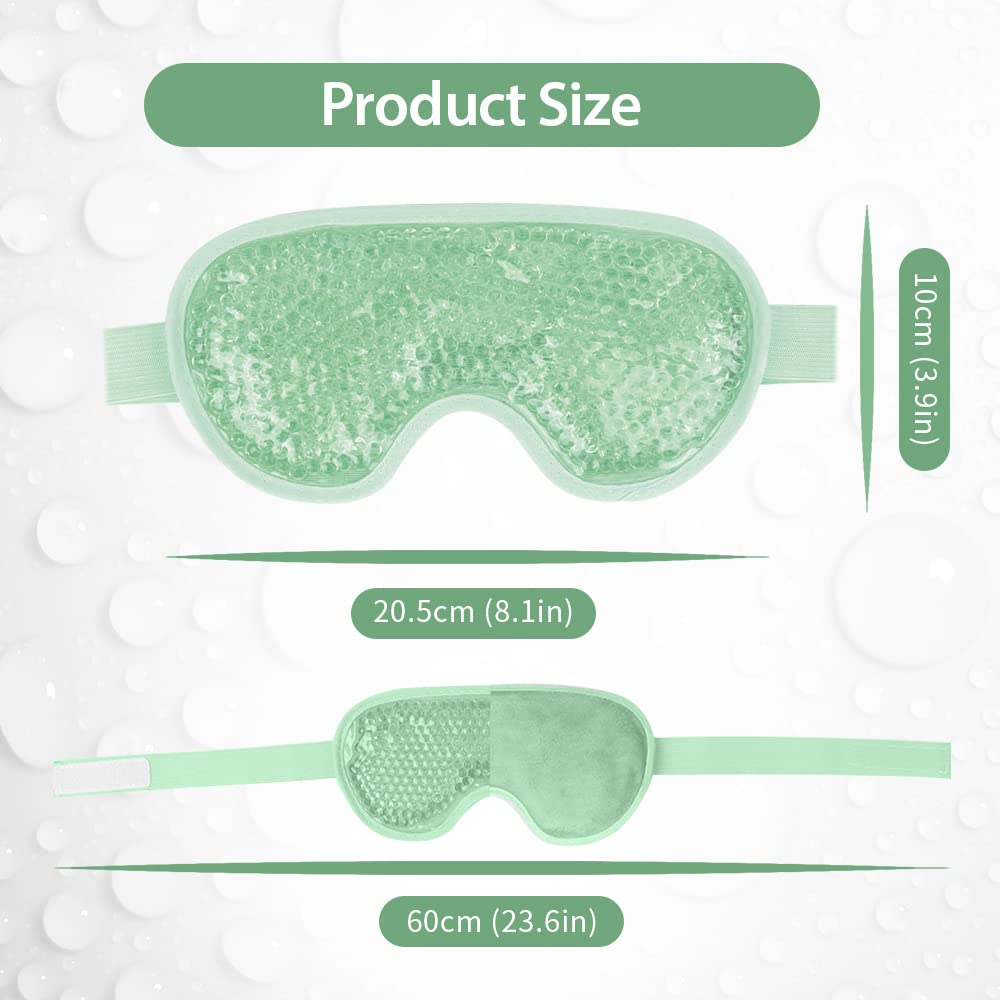 NEWGO Cooling Eye Mask Cold Ice Pack - Puffy Eyes, Dark Circles, Headache & Stress Relief (Blue/Green 2 Pack)