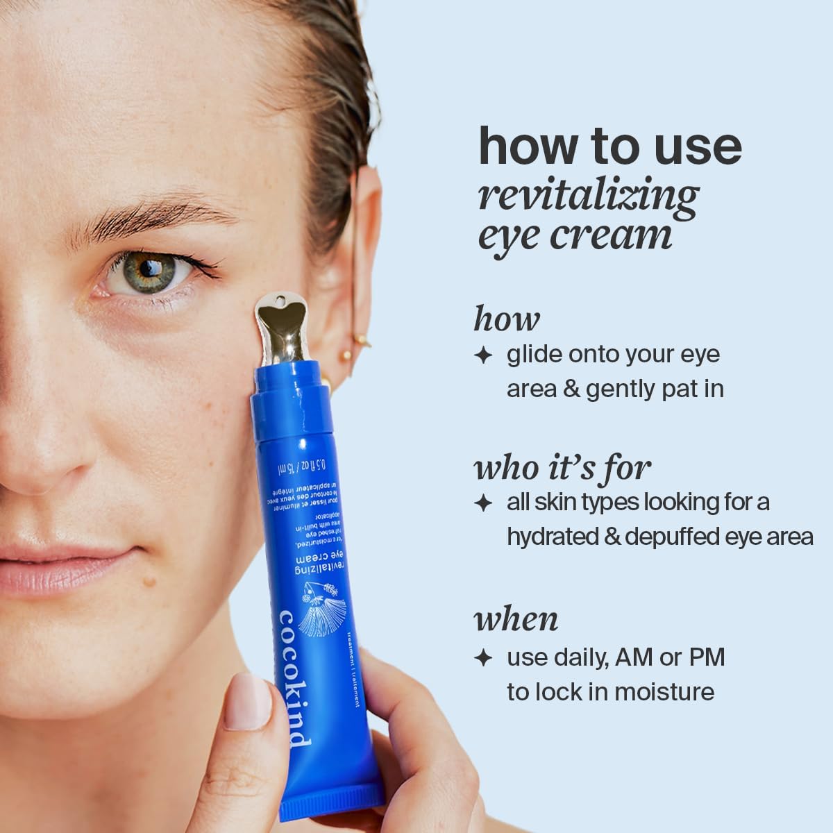 Cocokind Revitalizing Eye Cream - Hydrating & Depuffing Eye Cream with Cooling Metal Applicator for Fine Lines & Wrinkles (0.5 fl oz, 3 Pack)