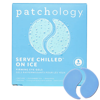 Patchology Iced Cooling Under Eye Mask Patches - Peptides, Cloudberry Oil & Bakuchiol - Firming Hydrating Eye Gels for Fine Lines, Puffiness & Dark Circles - 5 Pairs