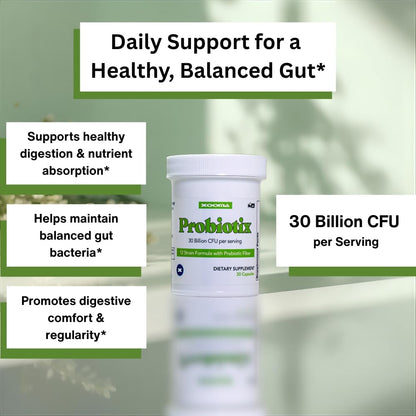 Xooma Probiotix 12-Strain Probiotic + Prebiotic Fiber, 30B CFU - No Refrigeration Required - Gut & Digestive Health, Immune Support, Bloating Relief - Gluten, Soy & Dairy Free - 30 Capsules