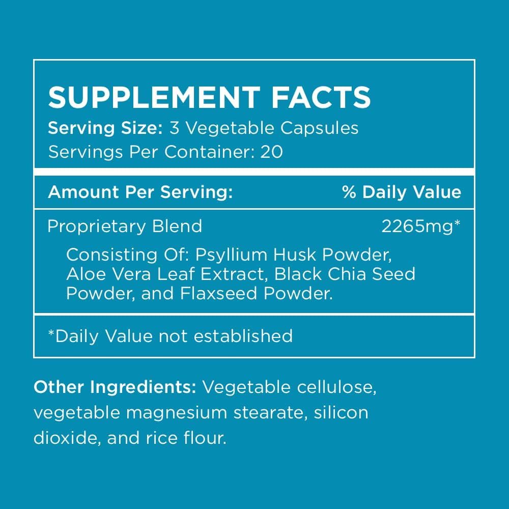 Pure for Men Original Cleanliness Stay Ready Fiber Supplement - Helps Promote Digestive Regularity - Psyllium Husk, Aloe Vera, Chia Seeds, Flaxseeds - Proprietary Formula - 60 Vegan Capsules