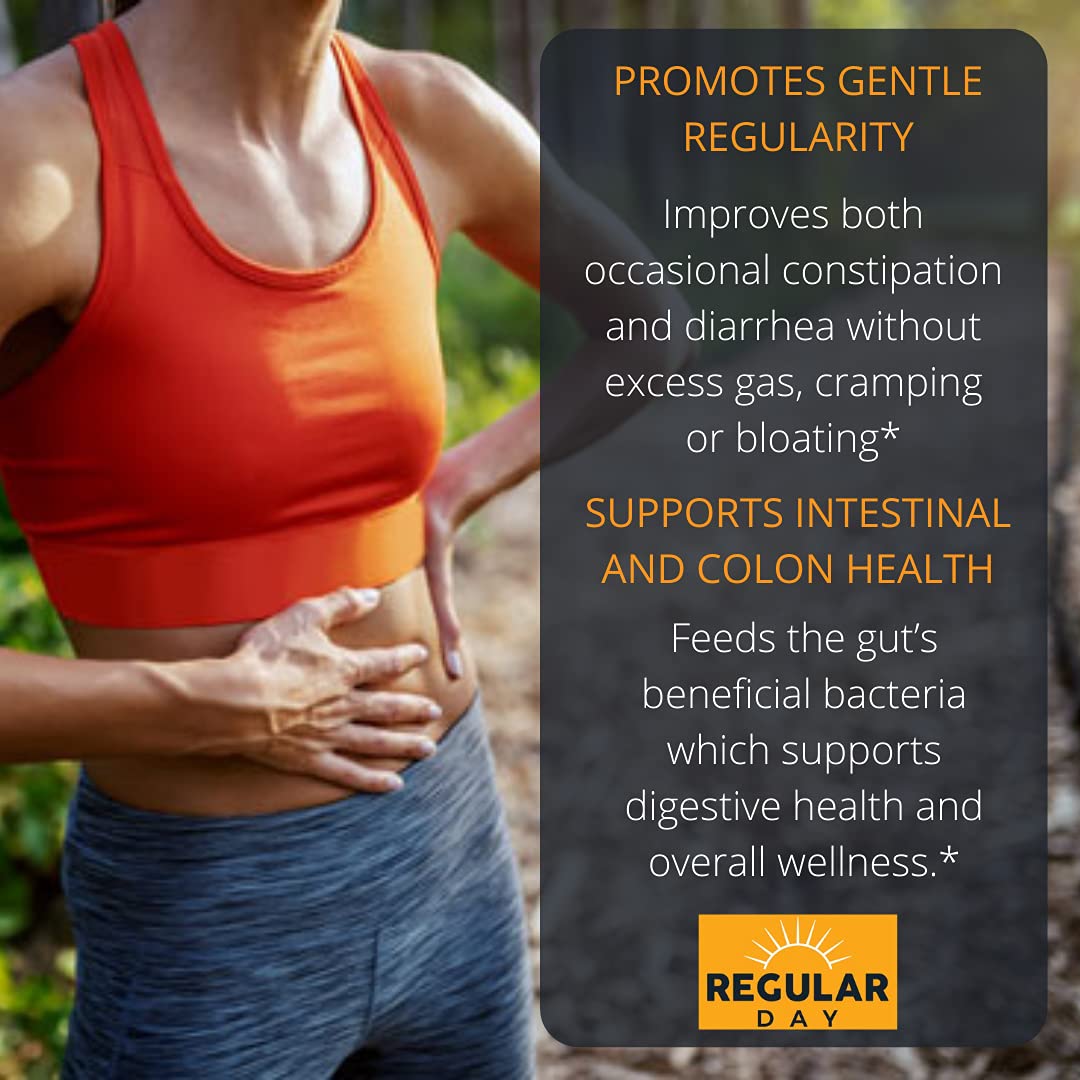 REGULAR DAY Sunfiber, Prebiotic Fiber Supplement for Digestive Health - Promotes Gentle Regularity - Gluten Free, Vegan, Dairy Free, Non-GMO, Keto, Tasteless - One Simple Ingredient - 30 Servings