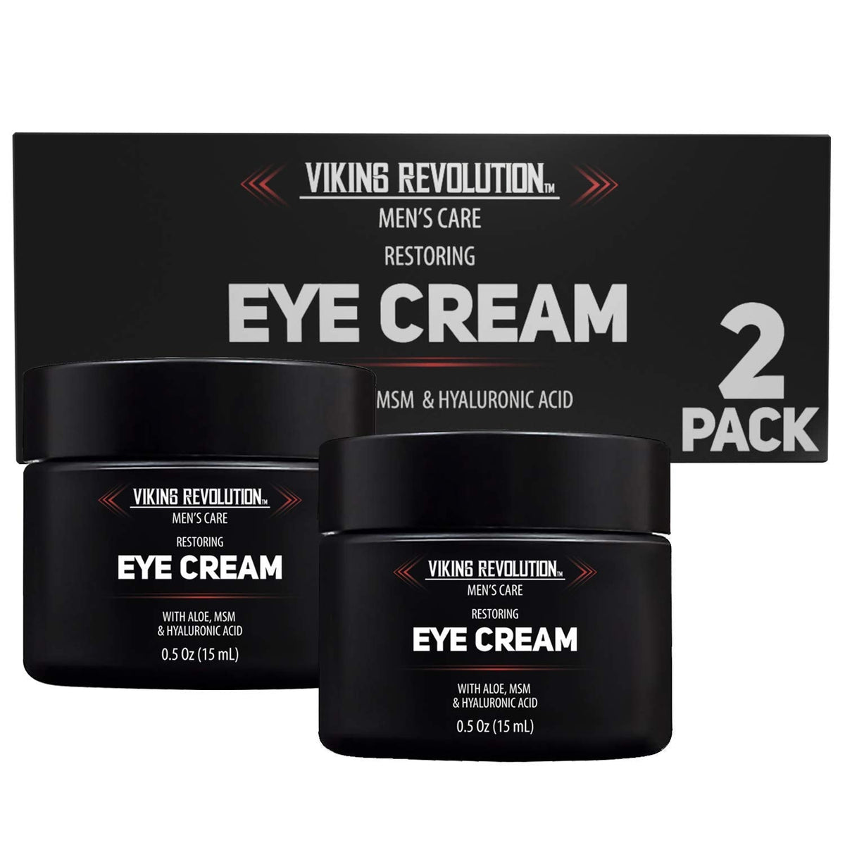 Viking Revolution Natural Eye Cream for Men - Anti-Aging (Pack of 2)