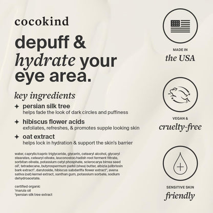 Cocokind Revitalizing Eye Cream - Hydrating & Depuffing Eye Cream with Cooling Metal Applicator for Fine Lines & Wrinkles (0.5 fl oz)