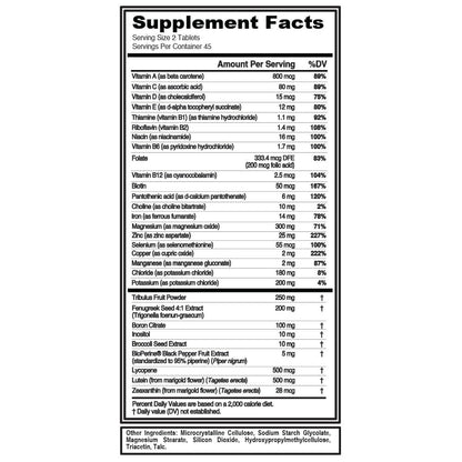 Evlution Nutrition VitaTest - Vitamin & Testosterone Support for Men - Daily Nutrient Complex for Energy, Bone, Eye & Immune Health (90 Tablets, 45 Servings)