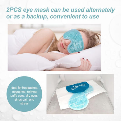 NEWGO Cooling Eye Mask Cold Ice Pack - Puffy Eyes, Dark Circles, Headache & Stress Relief (Blue 2 Pack)
