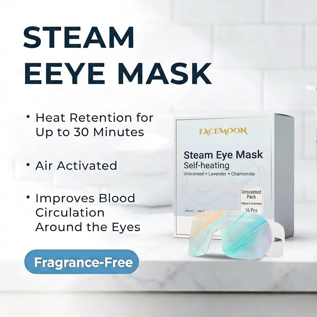 FACEMOON Self Heating Steam Eye Masks - Unscented (16 Packs)