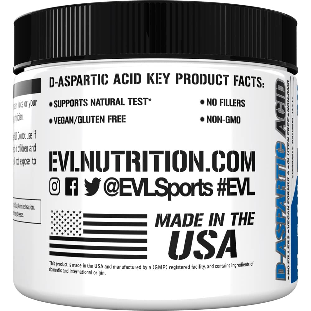 D-Aspartic Acid (DAA) 3120mg Testosterone Booster for Men - Pre-Workout Muscle, Energy & Performance Support Powder