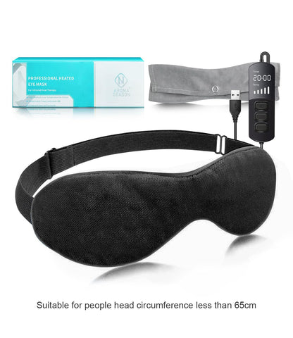 Aroma Season Heated Eye Mask - Flaxseed Graphene FIR Warm Compress for Dry Eyes, MGD & Blepharitis Relief (Black)